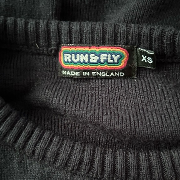 Run & Fly Lightning Bolt Jumper Sweater in Navy Blue Sz XS - Picture 8 of 9